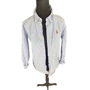 US Polo Assn Boys Blue Long Sleeve Button Down Oxford Shirt Size Large 10-12